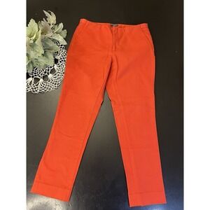 Vince Camuto Red Orange Coral Flat Front Ankle Crop Pants Sz 2 See Details